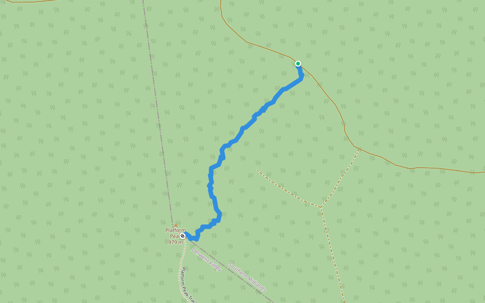 Platform Peak Track walking route map in Black Hills