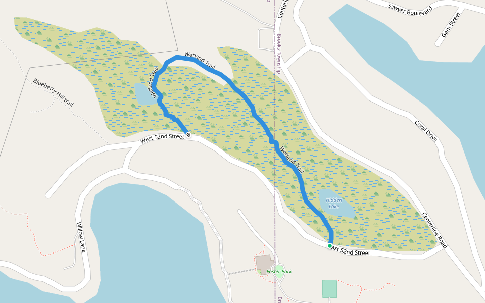 Wetland Trail walking route map in Newaygo