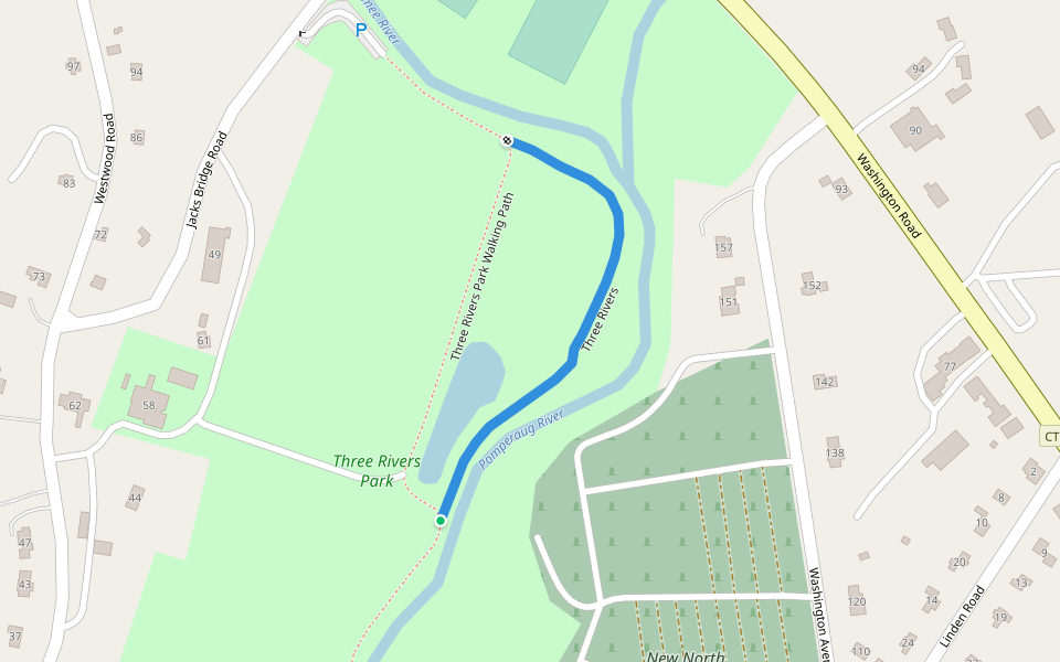Three Rivers walking route map in Woodbury