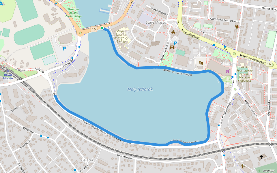 Bulwar im. Jana Pawła II walking route map in Iława