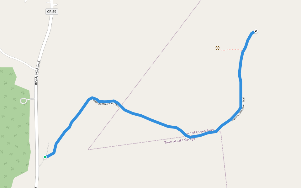 French mountain trail walking route map in Lake George