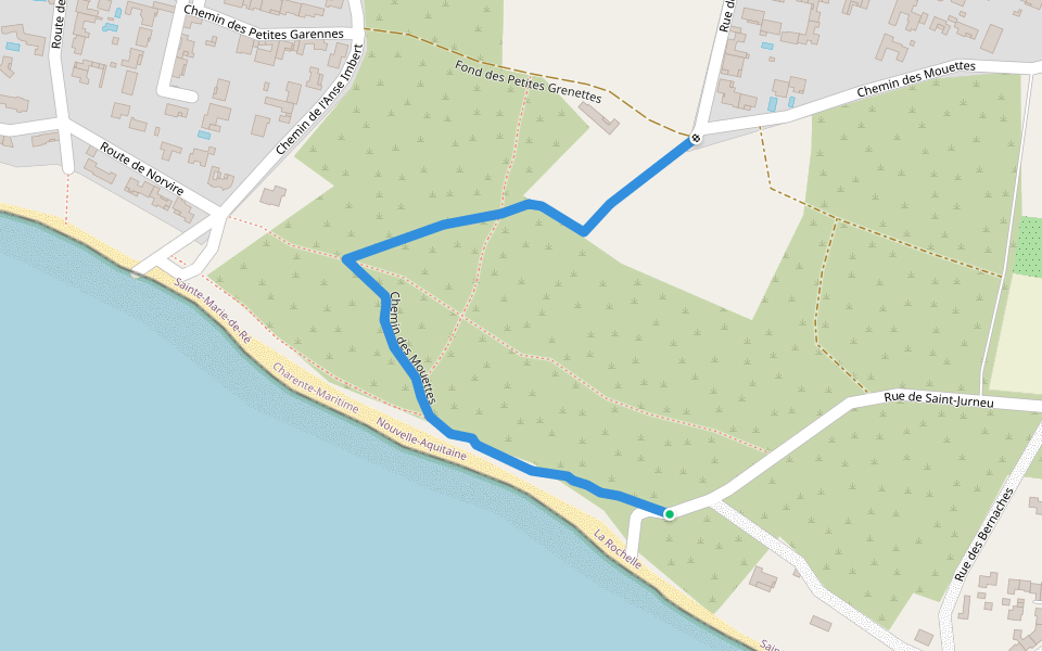 Chemin des Mouettes walking route map in Sainte-Marie-de-Ré