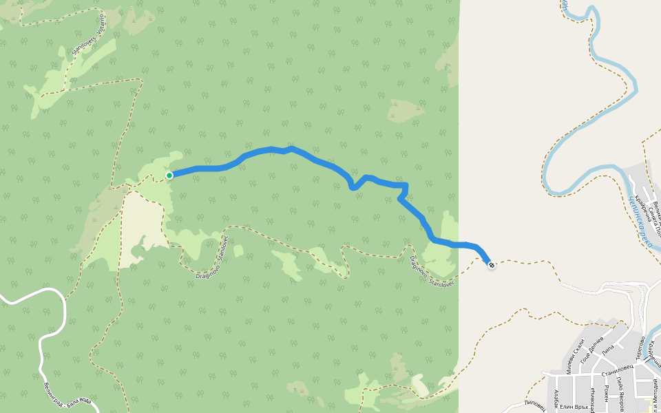 Stanilovets - Draginovo walking route map in Draginovo