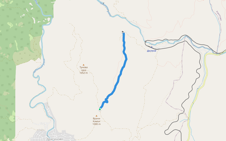 Vrani kamak - Dolene walking route map in Draginovo