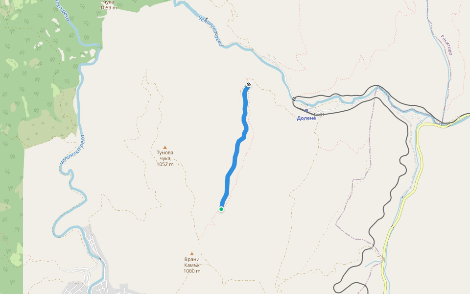 Vrani kamak - Dolene 2 walking route map in Draginovo
