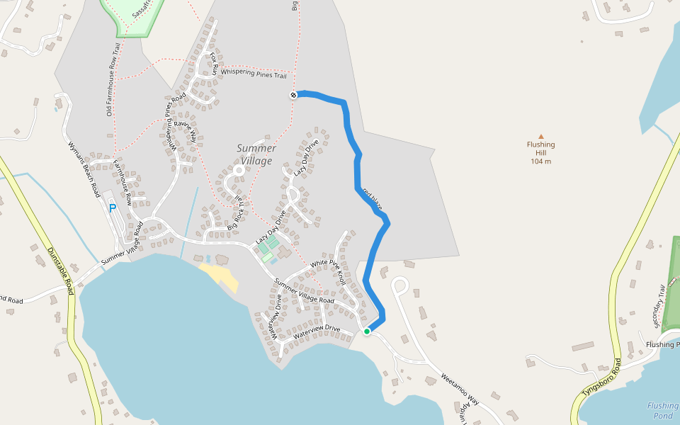 red blaze walking route map in Westford