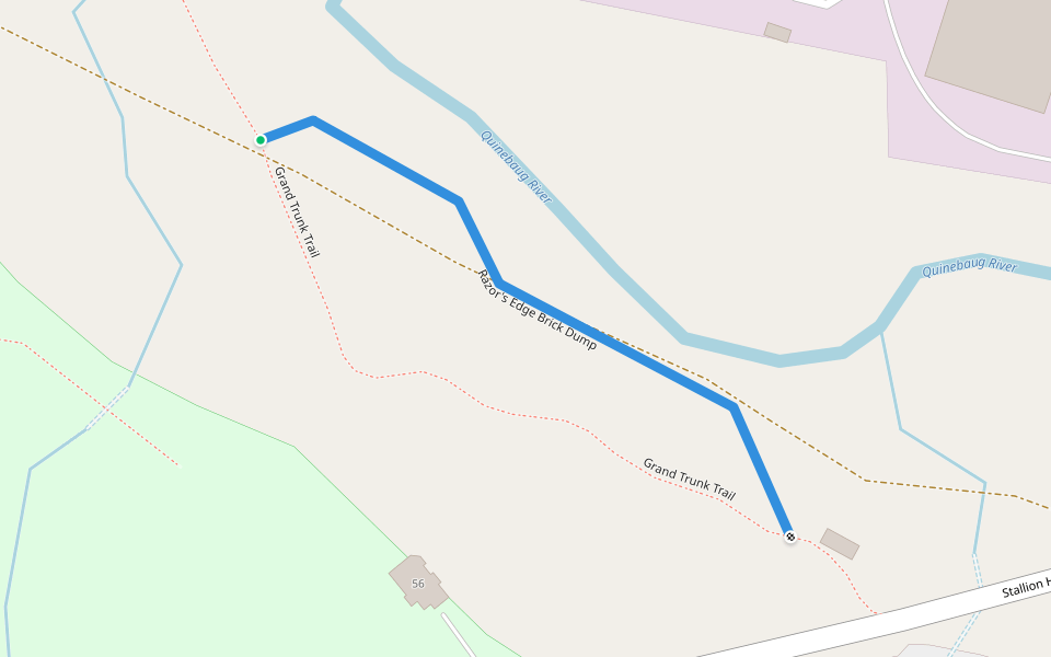 Razor's Edge Brick Dump walking route map in Sturbridge