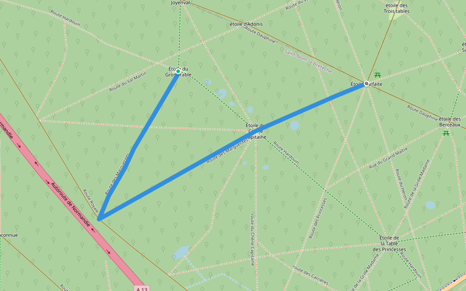Route des Marguerites walking route map in Chambourcy