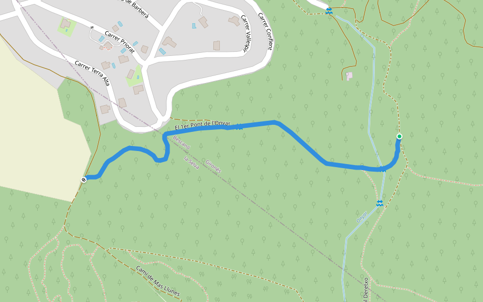 El 1er Pont de l'Onyar walking route map in Bescanó