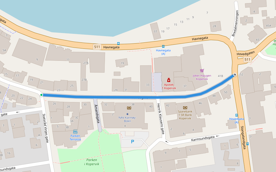 Hovedgaten walking route map in Kopervik