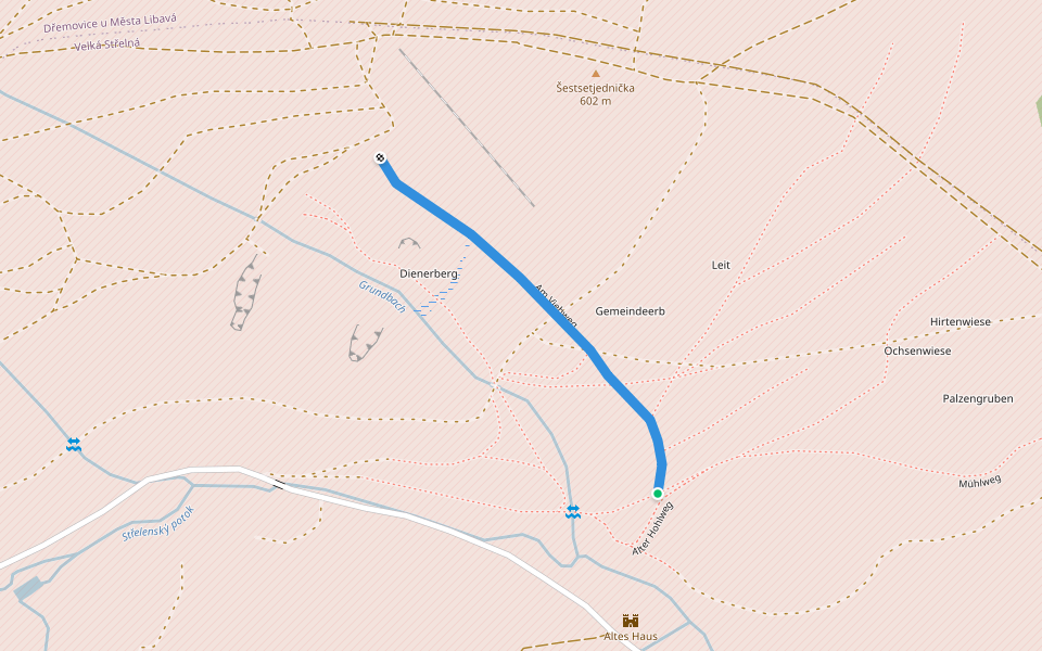 Am Viehweg walking route map in Libavá