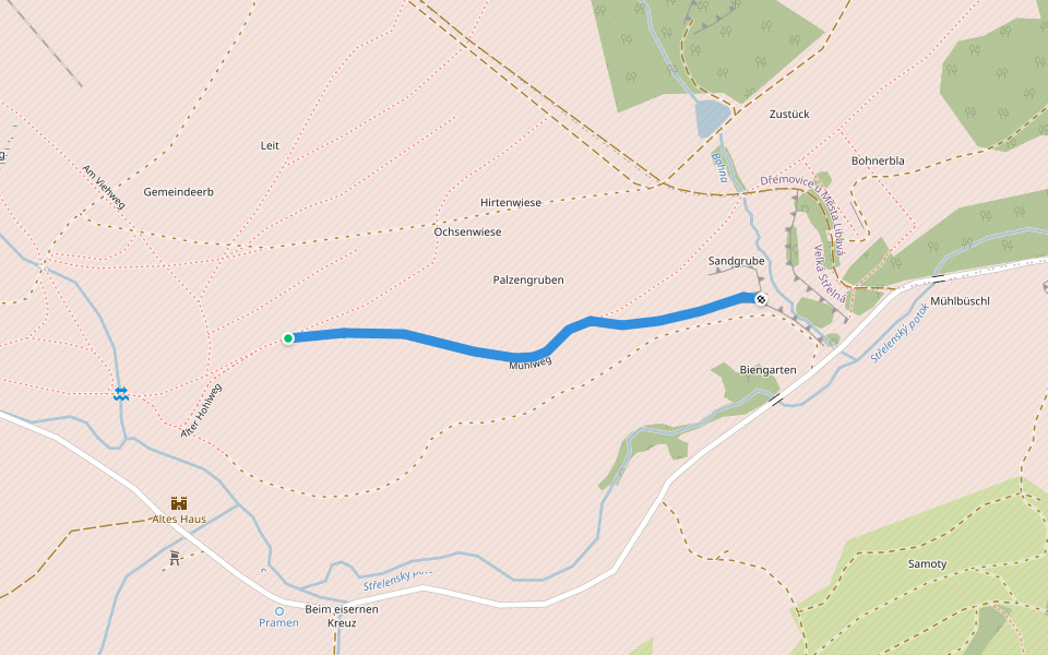 Mühlweg walking route map in Libavá