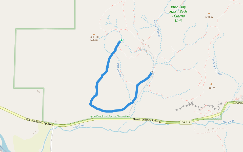 Rabbit Rock Trail walking route map in Fossil