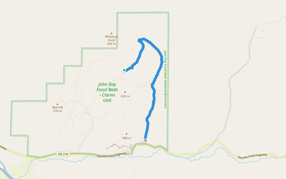 Indian Canyon Loop Trail walking route map in Fossil