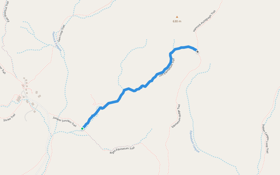 Left Equisetum Trail walking route map in Fossil