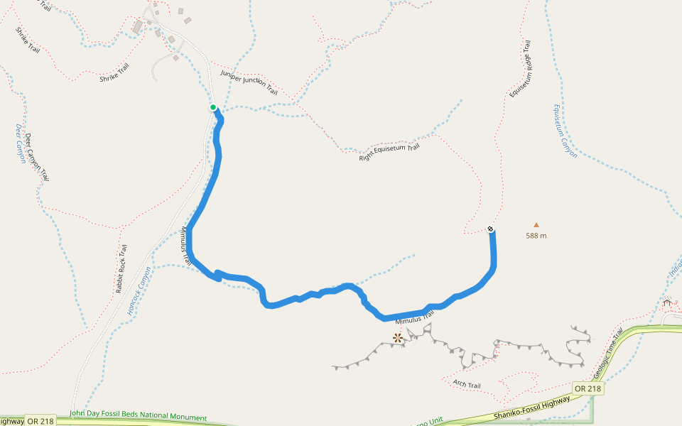 Mimulus Trail walking route map in Fossil