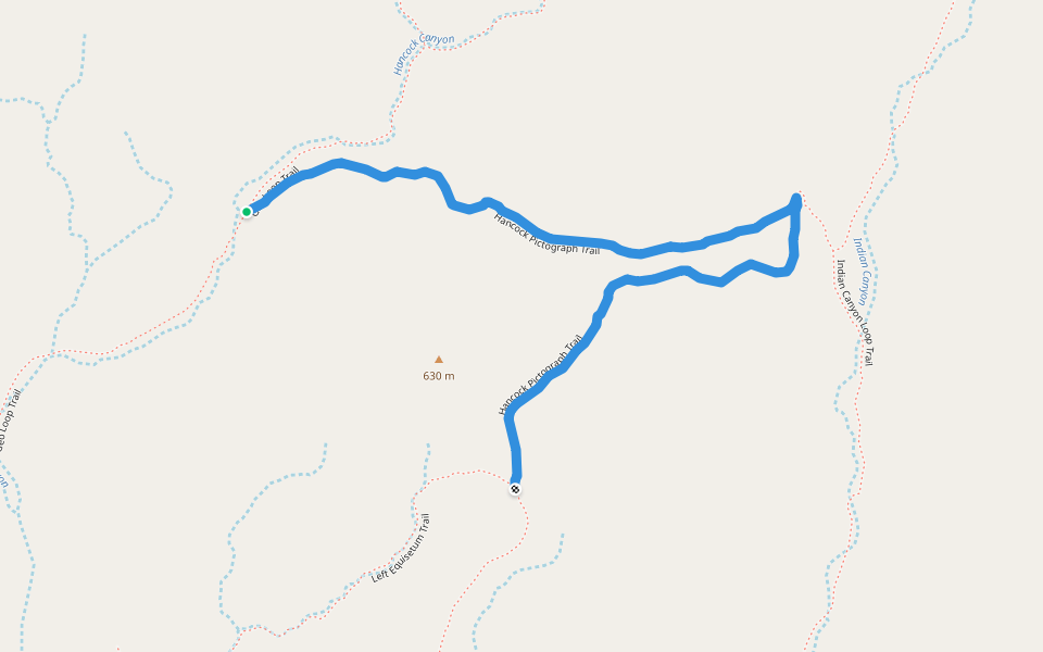 Hancock Pictograph Trail walking route map in Fossil