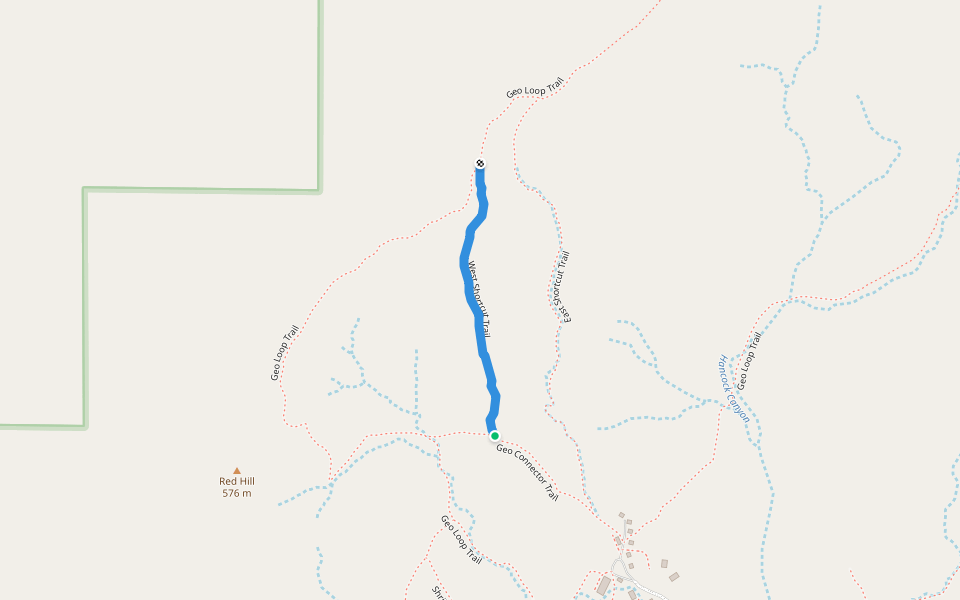 West Shortcut Trail walking route map in Fossil