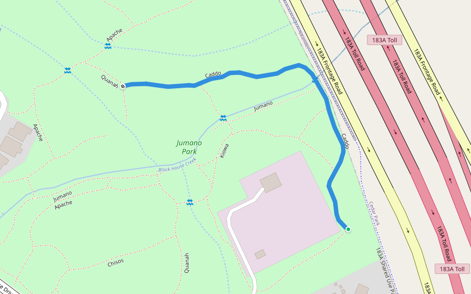 Caddo walking route map in Leander