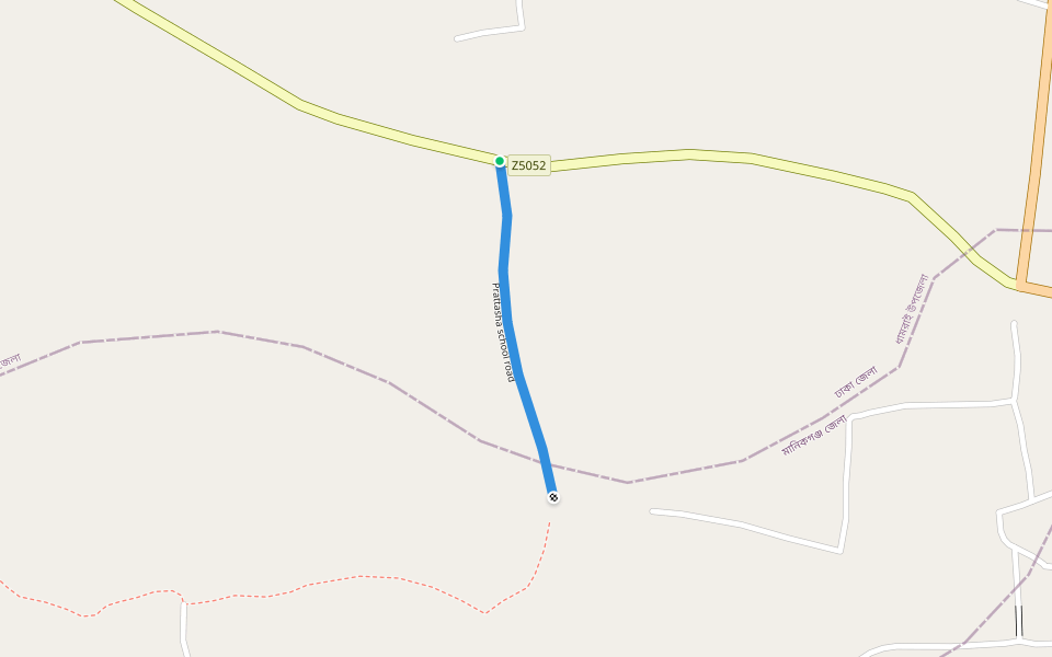 Prattasha school road walking route map in Kawalipara
