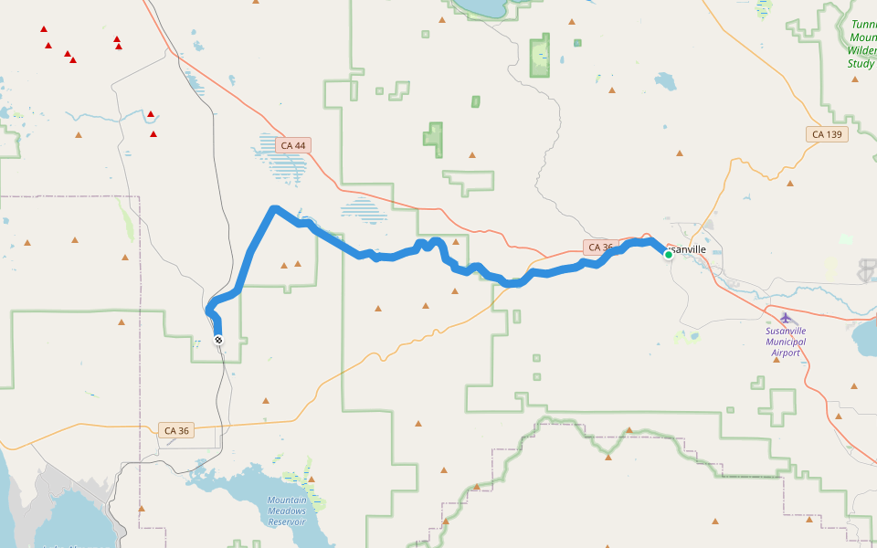 Bizz Johnson Trail walking route map in Susanville