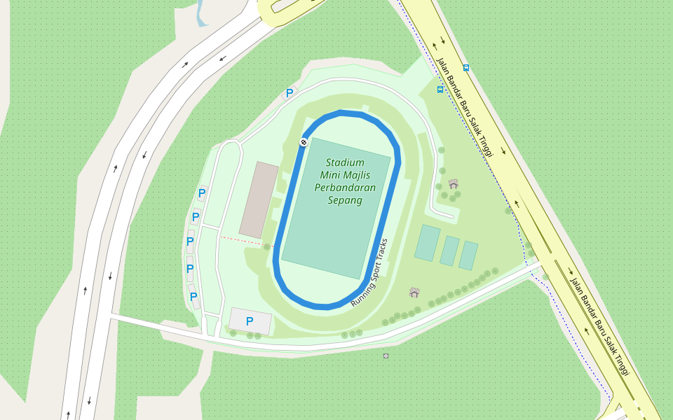 Running Sport Tracks walking route map in Sepang