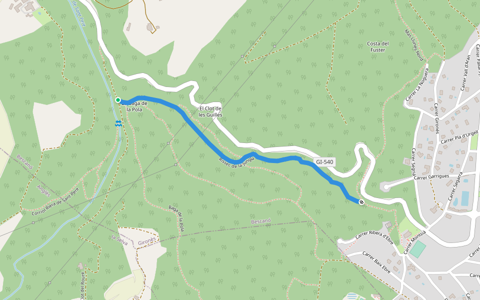 Rissec de la Jungla walking route map in Girona