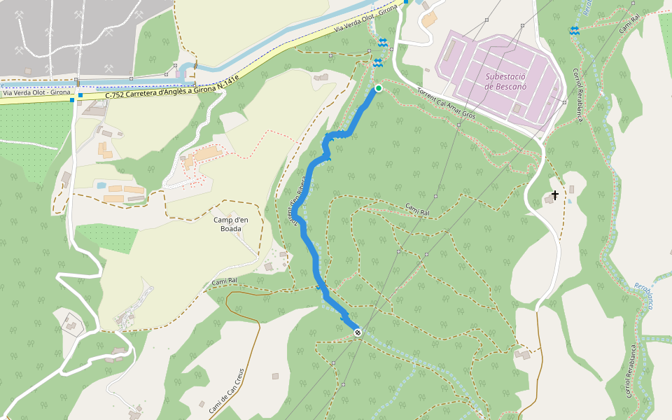 Torrent d'en Ribera walking route map in Bescanó
