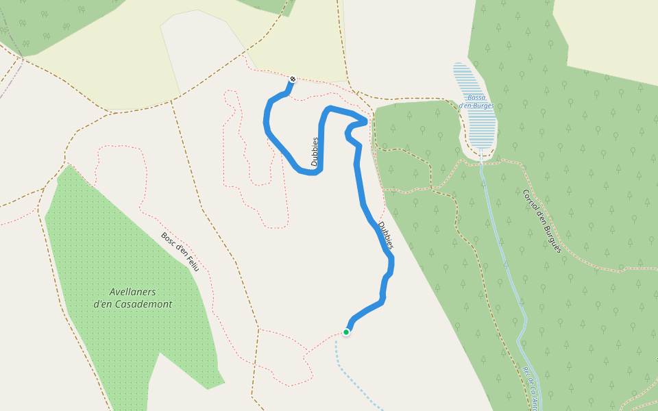 Dubbies walking route map in Brunyola