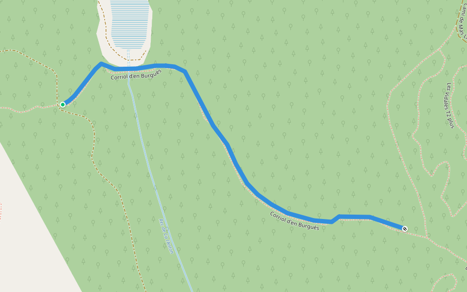 Corriol d'en Burguès walking route map in Brunyola