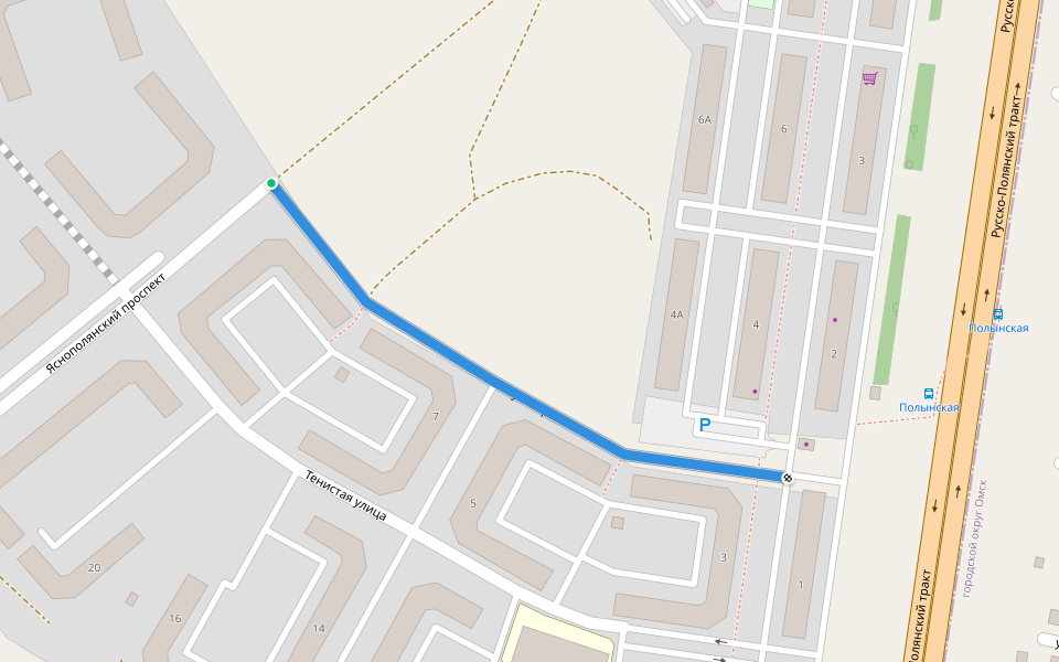 Школьный бульвар walking route map in Троицкое (омский)