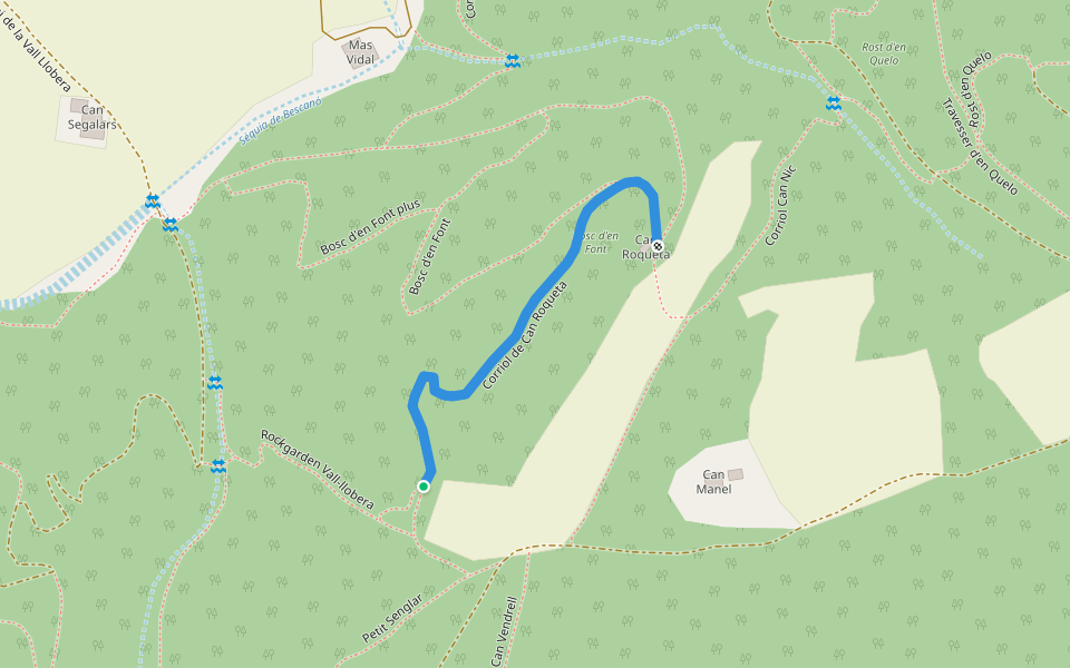 Corriol de Can Roqueta walking route map in Bescanó