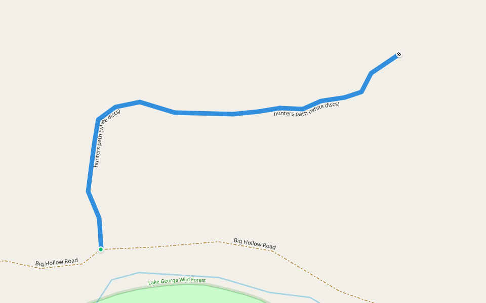 hunters path (white discs) walking route map in Lake George