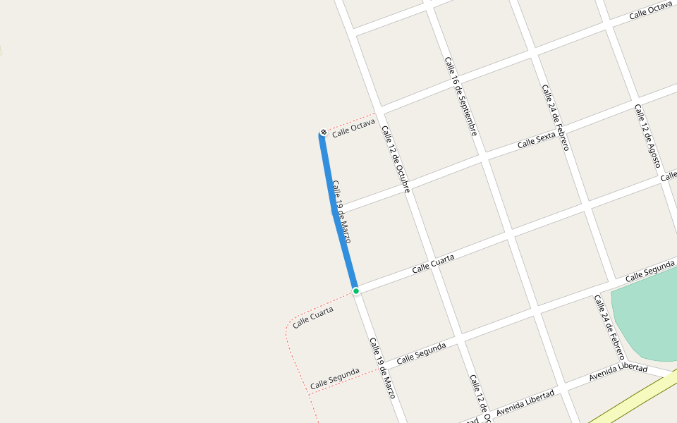 Calle 19 de Marzo walking route map in San José Babícora