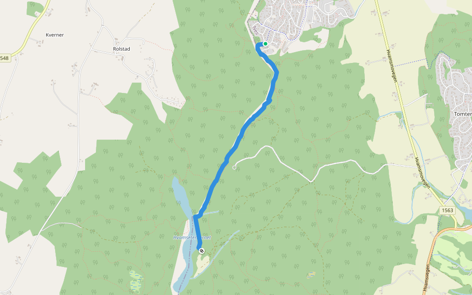 Neskollen - Hvamsetra walking route map in Hvam
