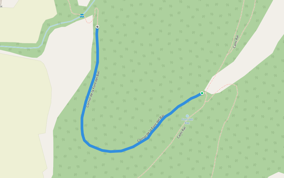 Corriol de la Font del Bac walking route map in Girona