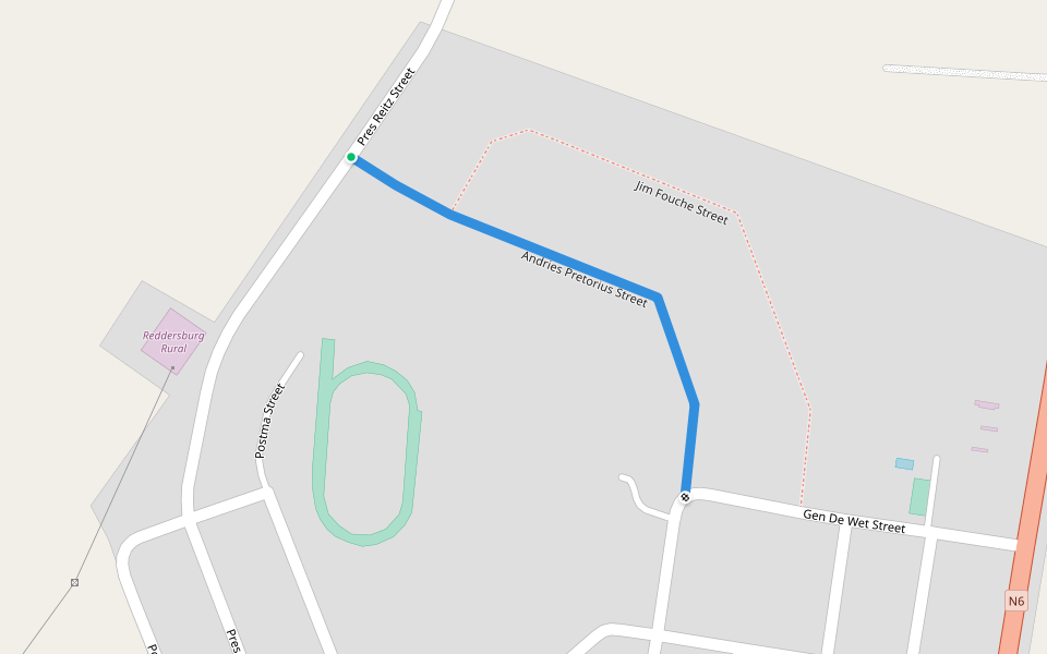 Andries Pretorius Street walking route map in Reddersburg