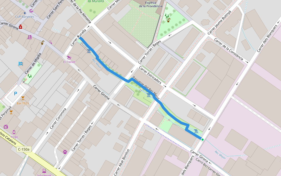 Passatge del Rec Major walking route map in Banyoles