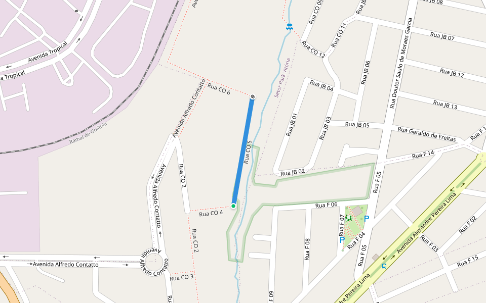 Rua CO 5 walking route map in Senador Canedo