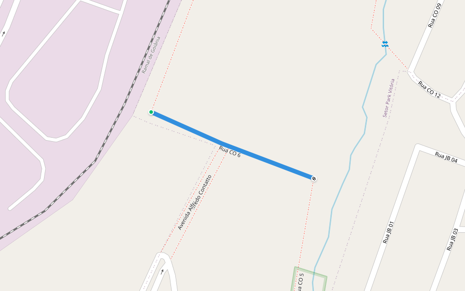 Rua CO 6 walking route map in Senador Canedo