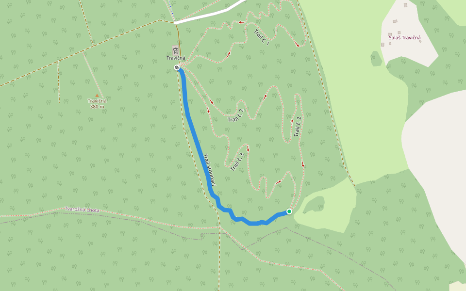 Trail stoupací walking route map in Tvarožná Lhota