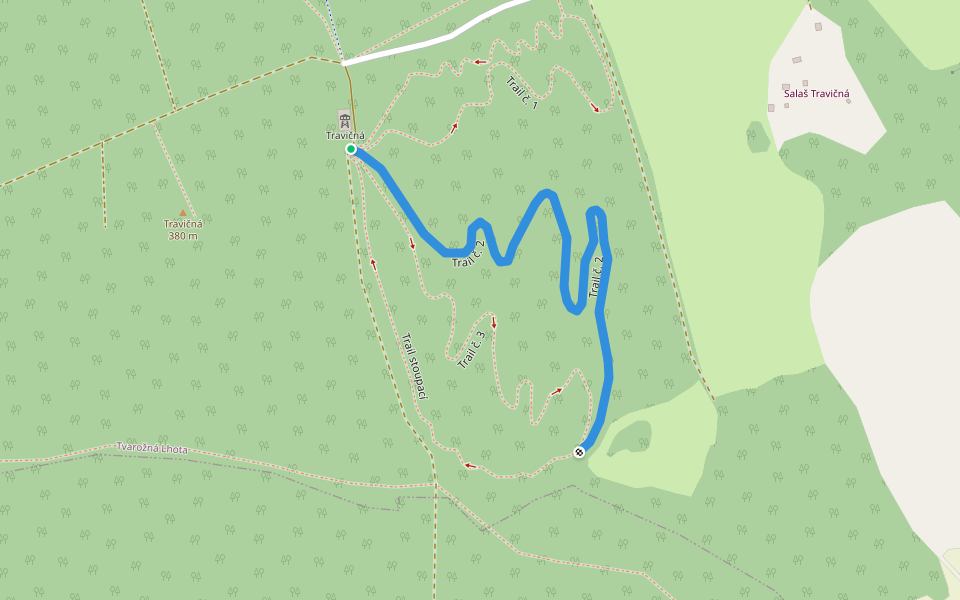 Trail č. 2 walking route map in Tvarožná Lhota