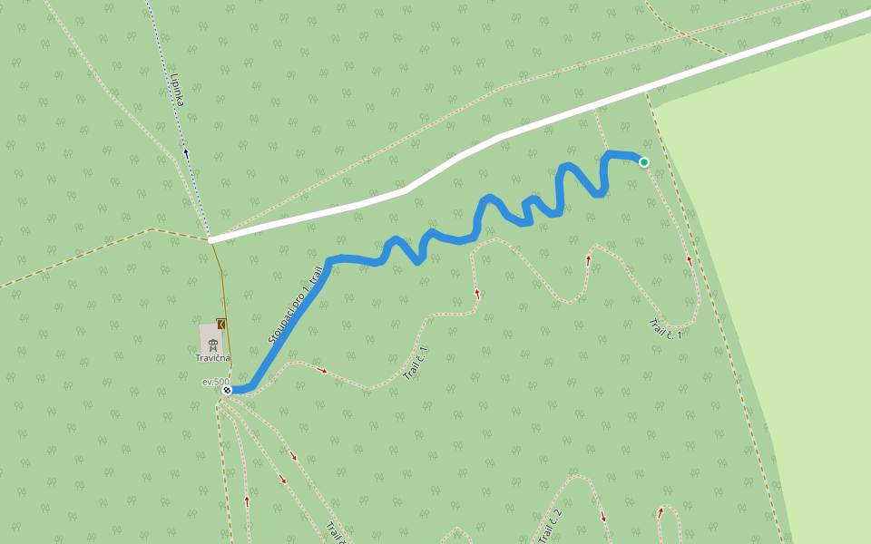 Stoupací pro 1. trail walking route map in Tvarožná Lhota