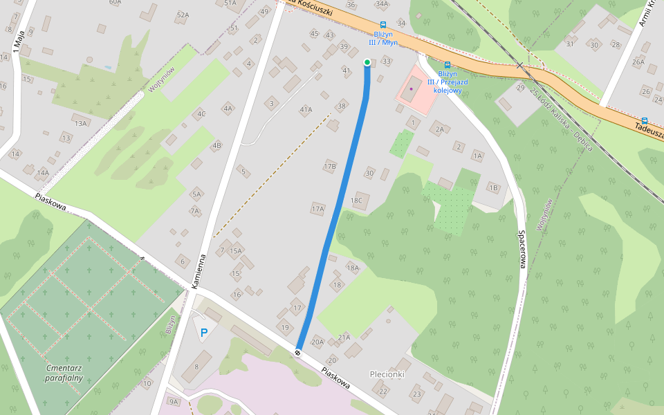 Piaskowa walking route map in Bliżyn