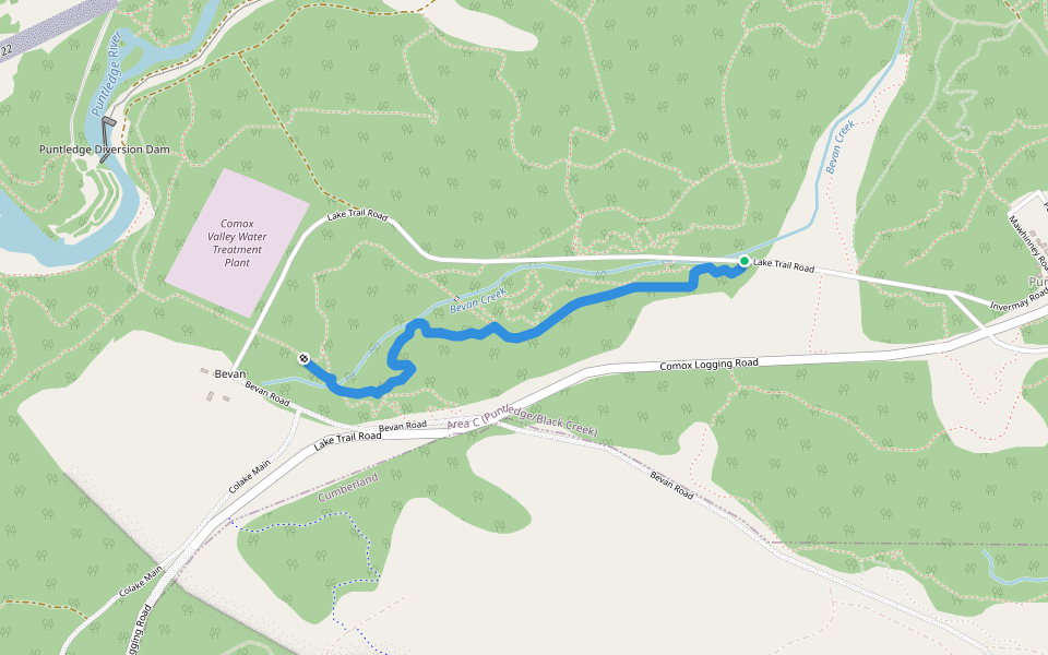 Bear's Den walking route map in Courtenay