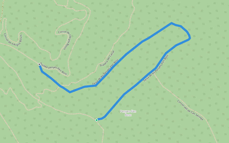 Feixa de les Penyes d'en Bosc walking route map in Bescanó