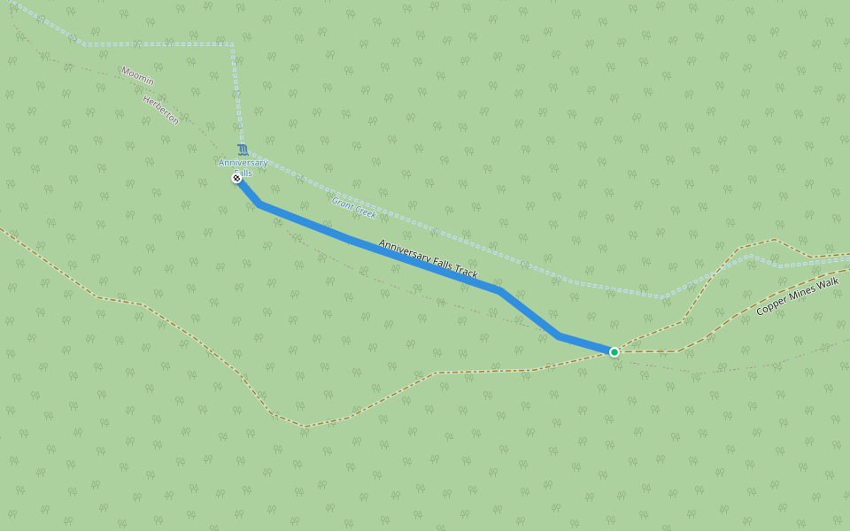 Anniversary Falls Track walking route map in Herberton