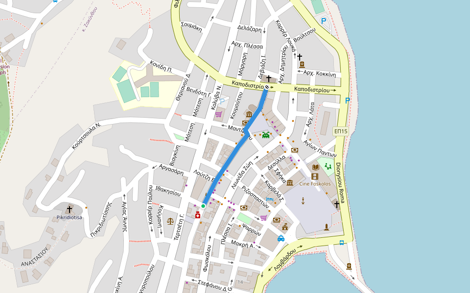 21ης Μαϊου walking route map in Zakinthos
