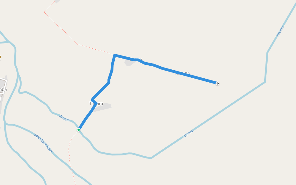 Footpath Mambare River to Karupa through Botue walking route map in Kokoda