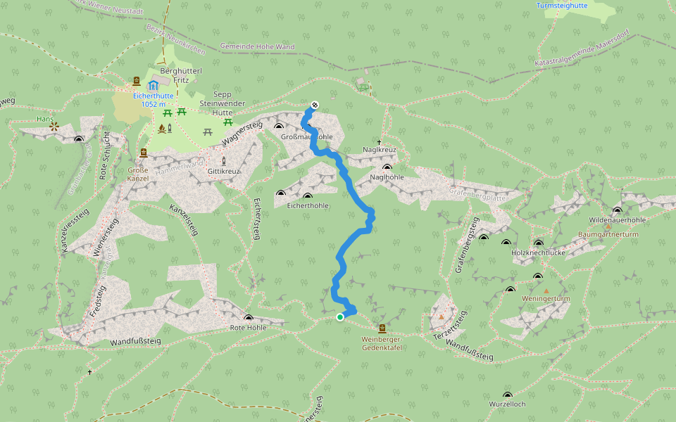 Neuer Mackie-Steig walking route map in Oberhöflein